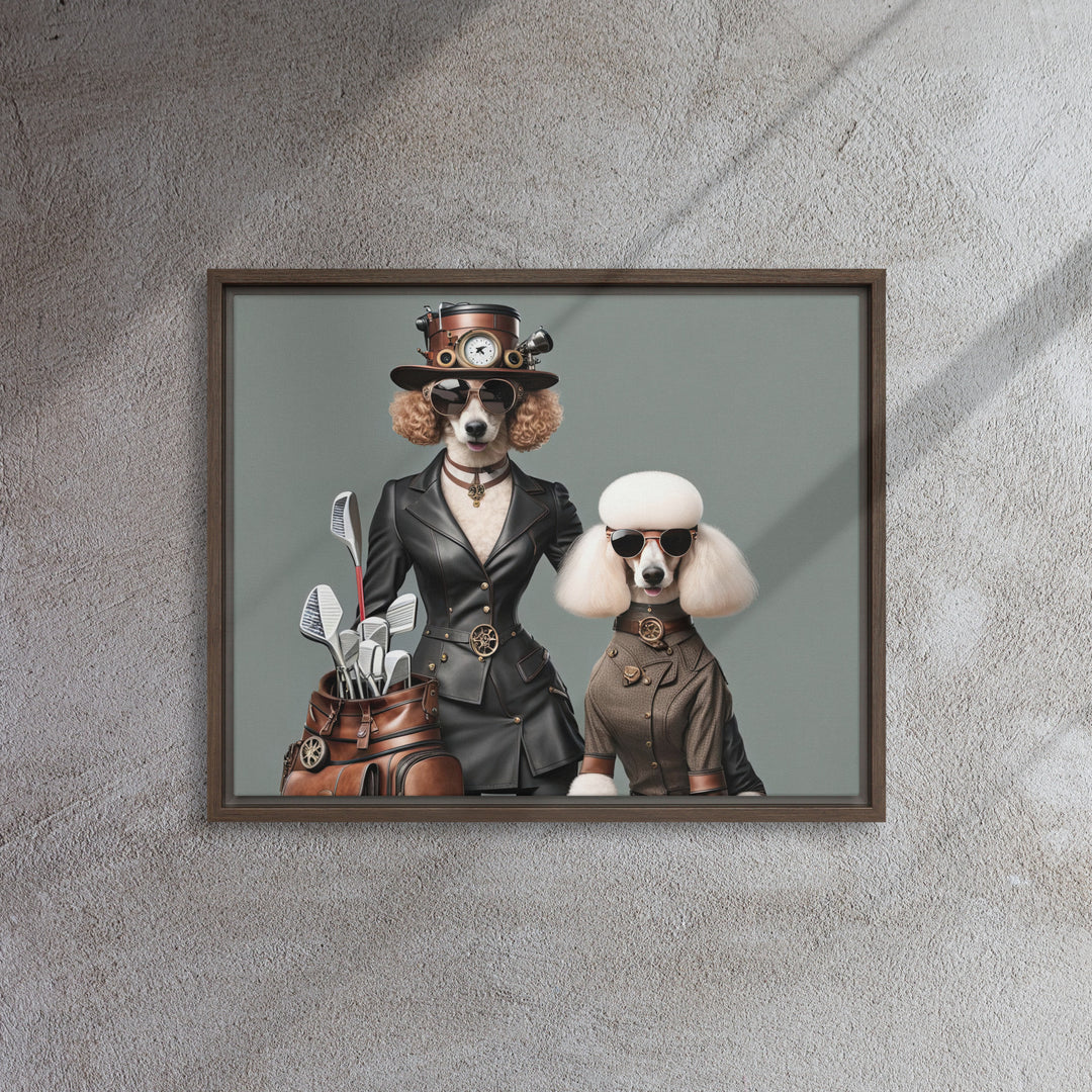Poodle Golfer- Framed canvas v2