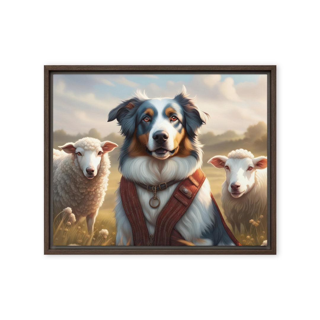 Australian Shepherd- Framed canvas v4