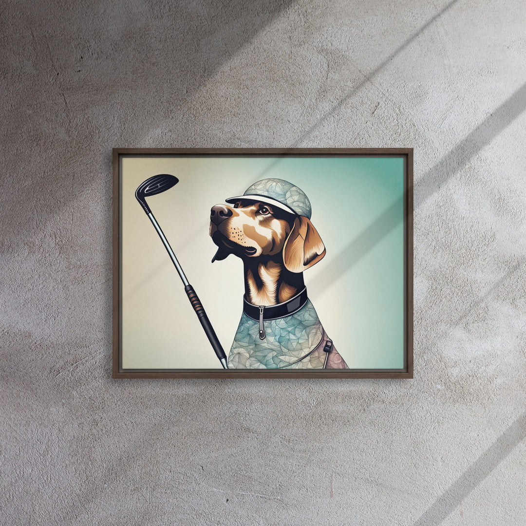 Framed canvas-Labrador Retriever Golfer V8