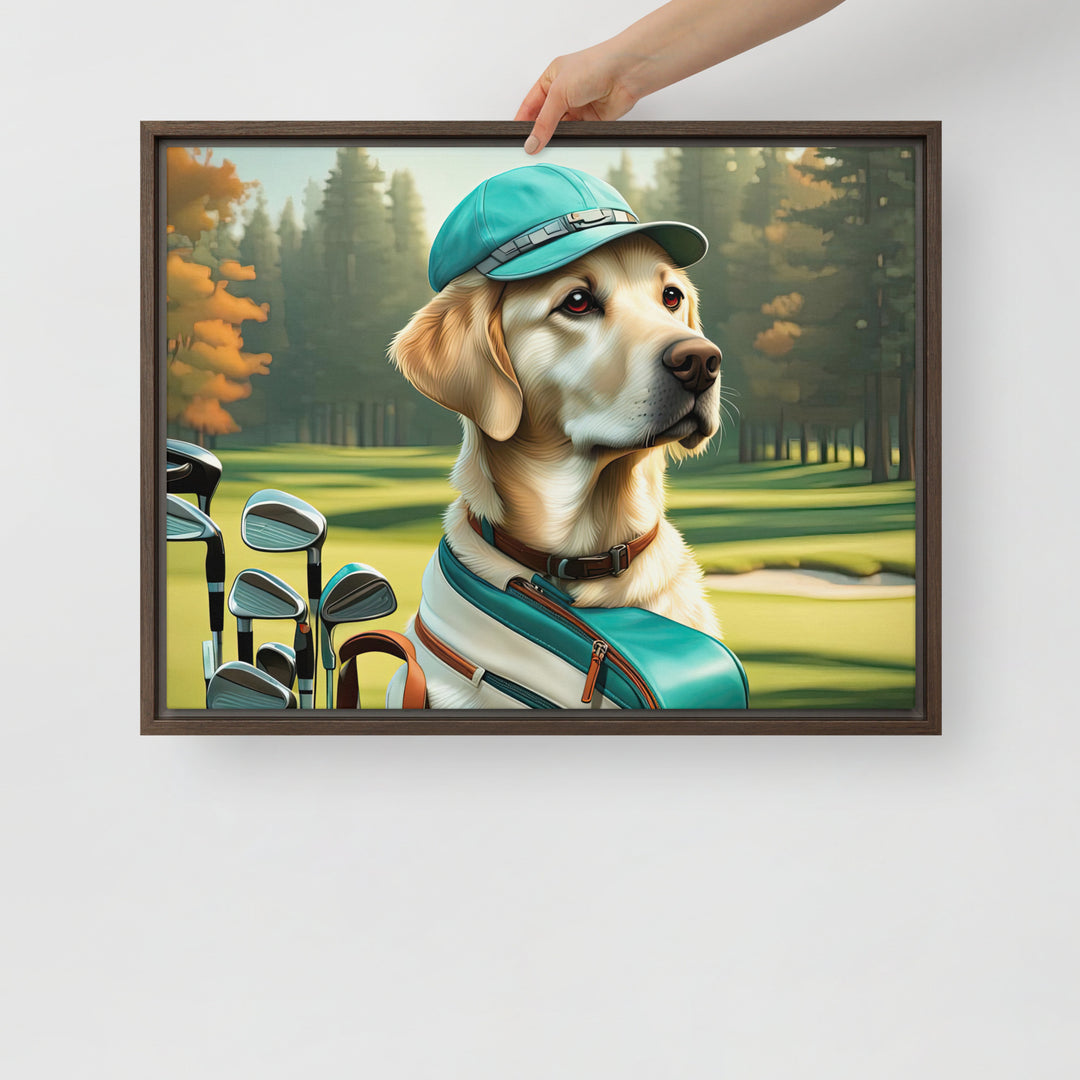 Framed canvas-Labrador Retriever Golfer V10