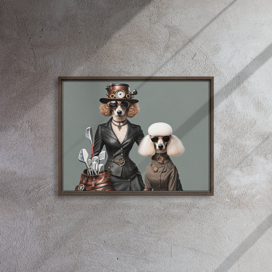 Poodle Golfer- Framed canvas v2