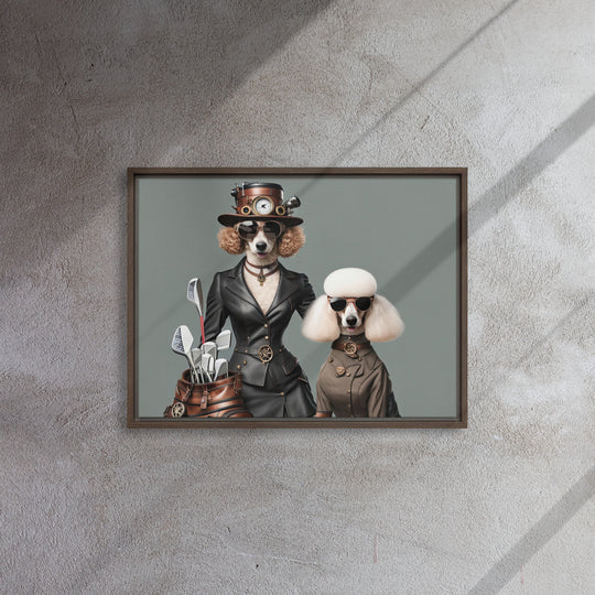 Poodle Golfer- Framed canvas v2