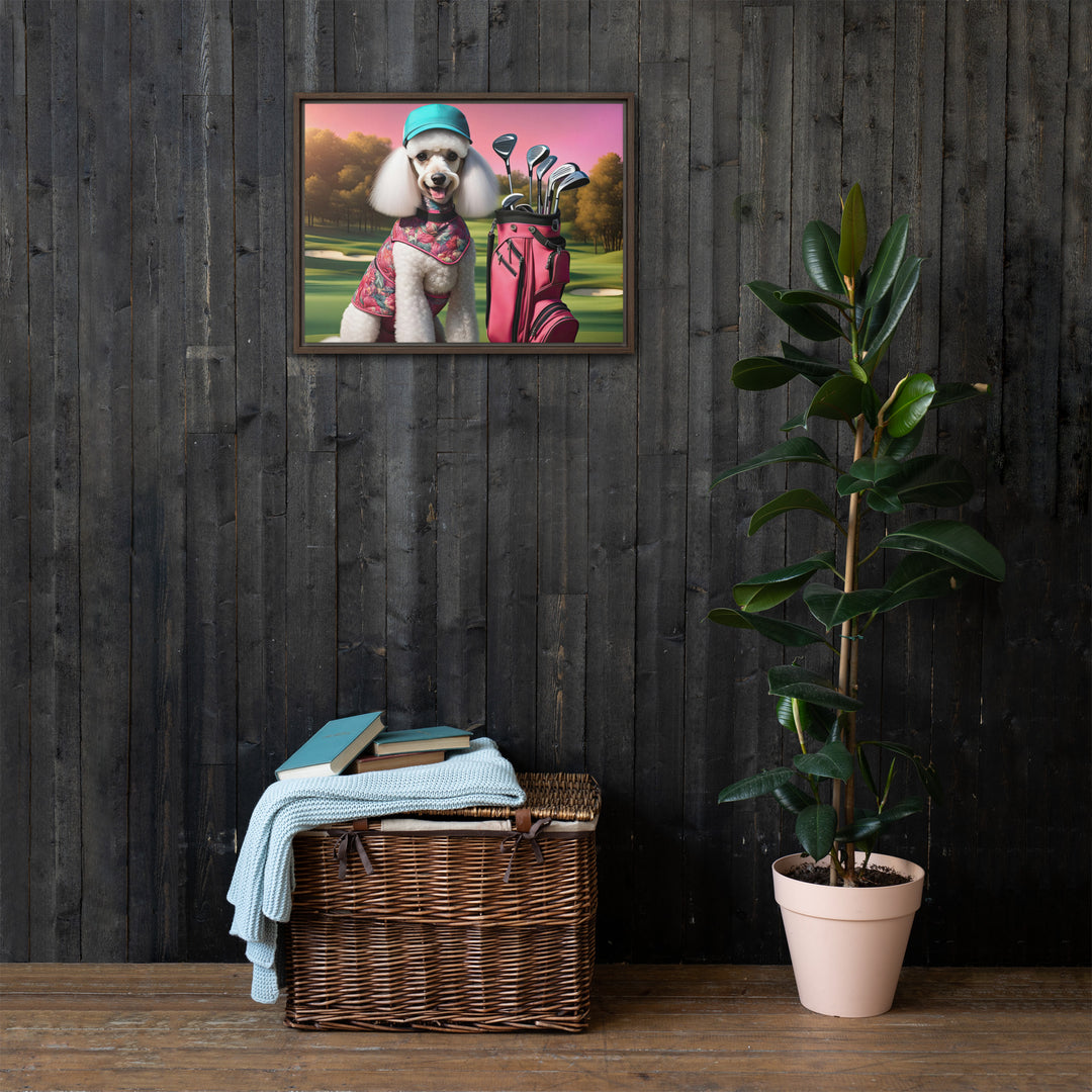 Poodle Golfer- Framed canvas v5