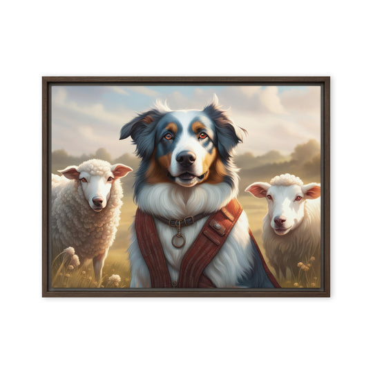 Australian Shepherd- Framed canvas v4