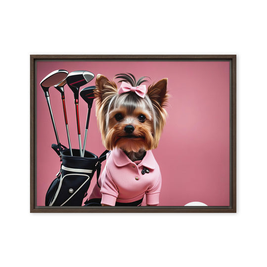 Yorkshire Terrier Golfer- Framed canvas