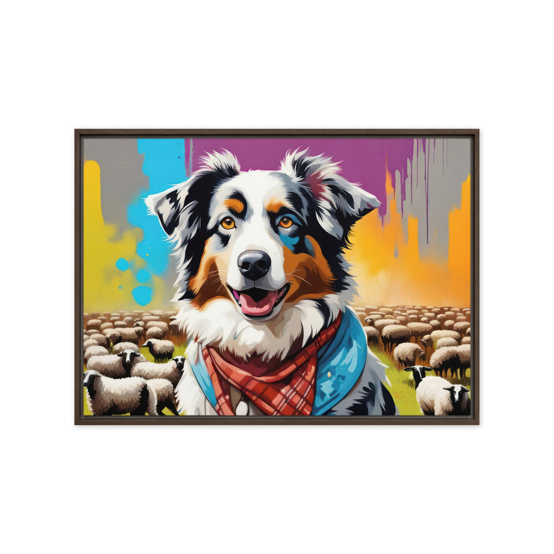 Australian Shepherd- Framed canvas v3