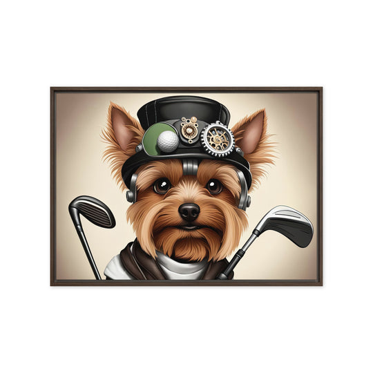 Yorkshire Terrier Golfer- Framed canvas v3