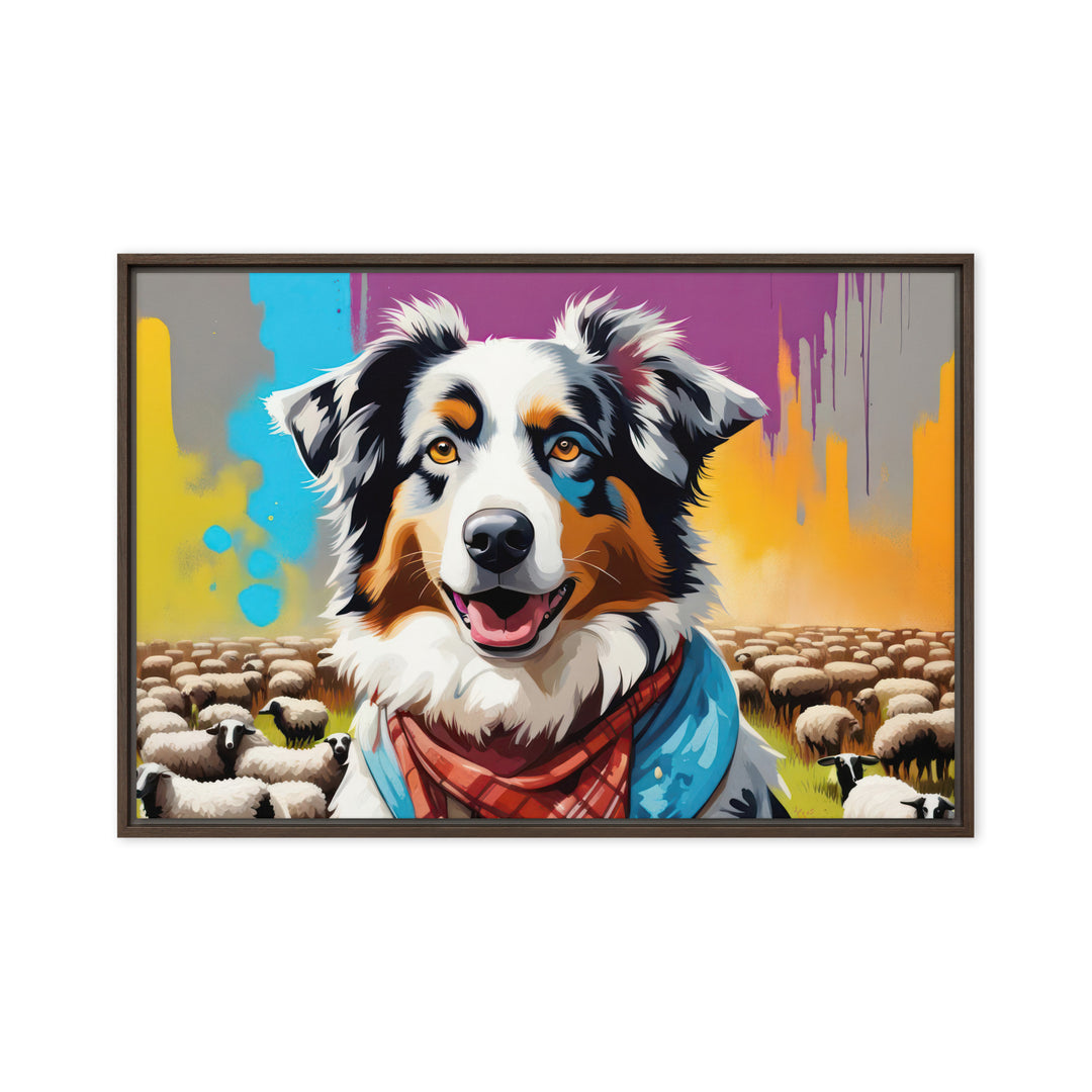 Australian Shepherd- Framed canvas v3