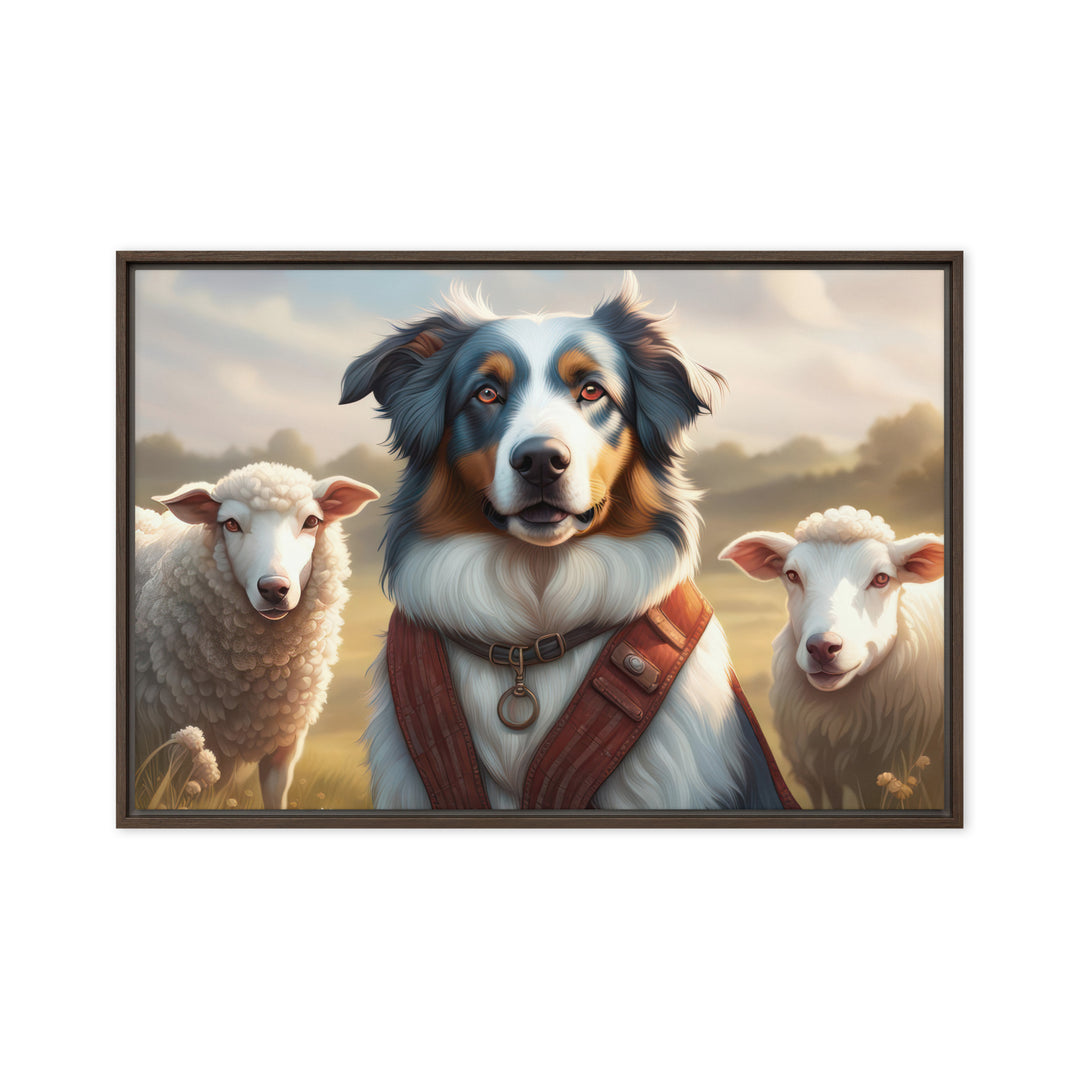 Australian Shepherd- Framed canvas v4