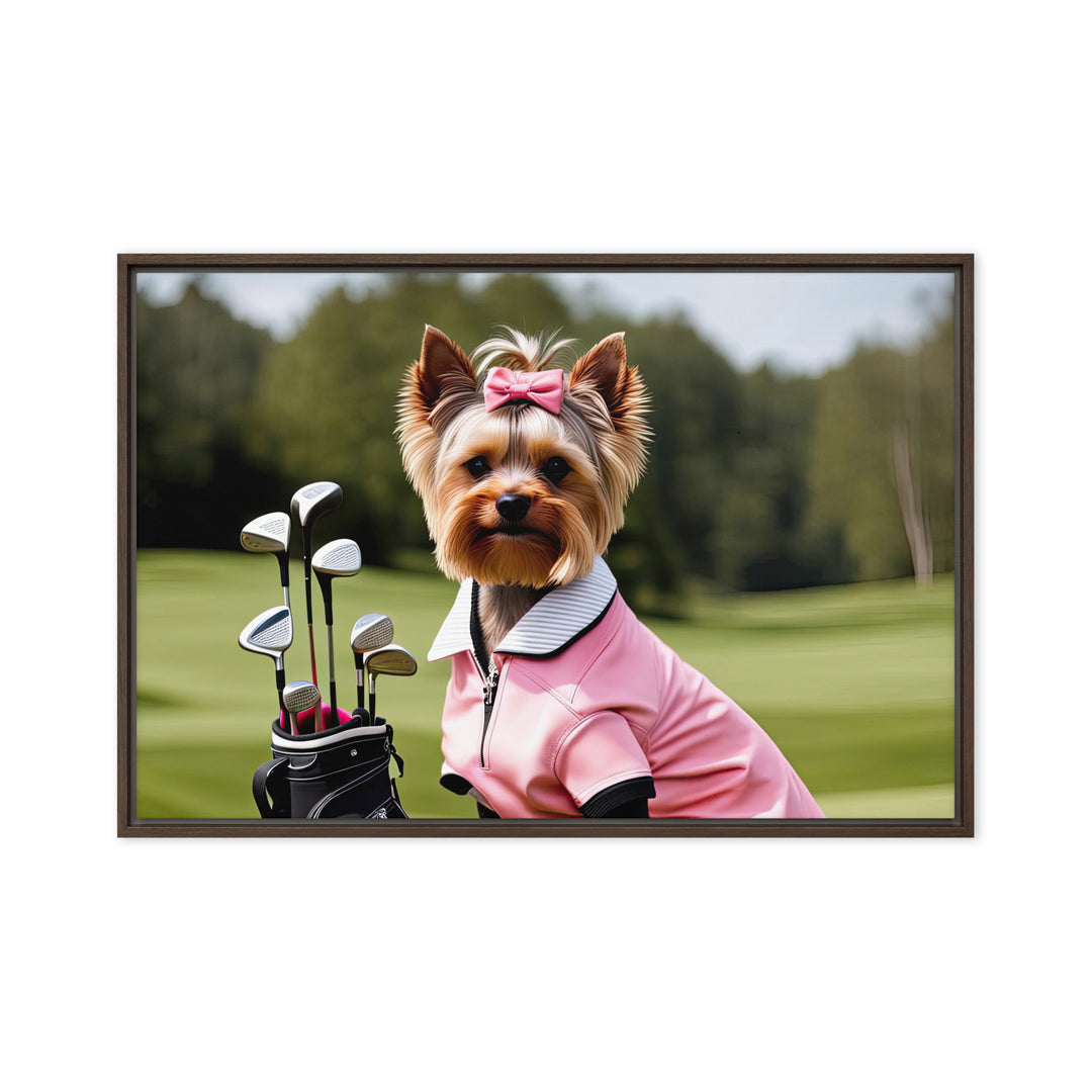 Yorkshire Terrier Golfer- Framed canvas v2