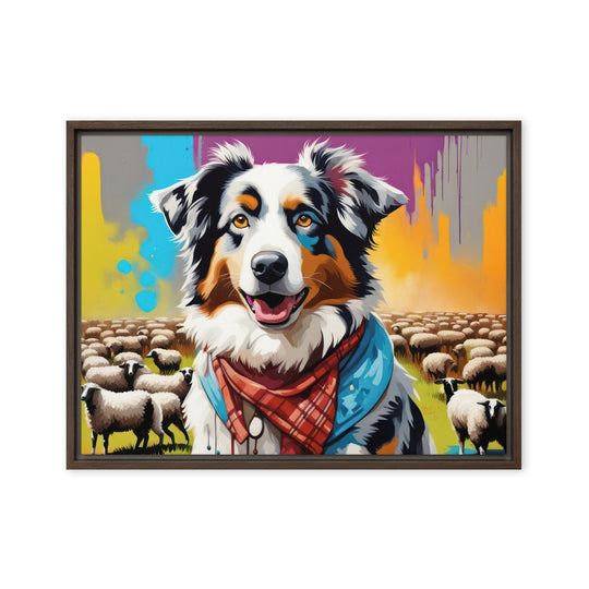 Australian Shepherd- Framed canvas v3