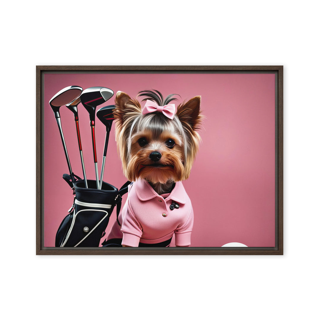 Yorkshire Terrier Golfer- Framed canvas