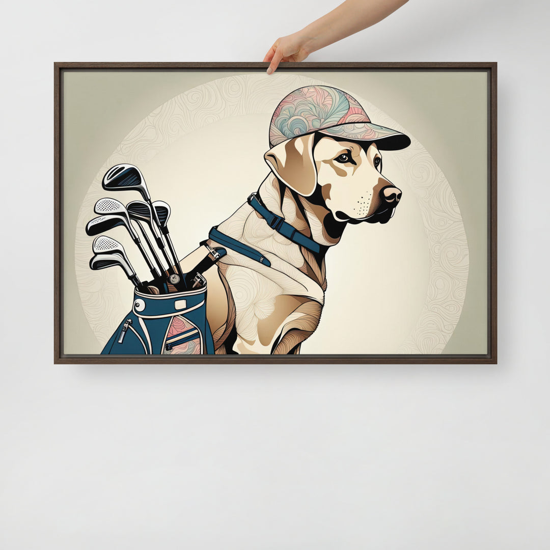 Framed canvas-Labrador Retriever Golfer