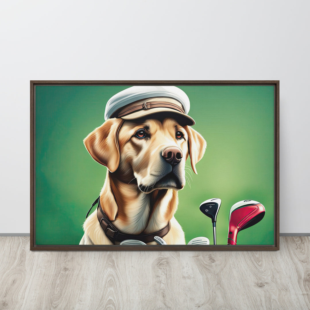 Framed canvas-Labrador Retriever Golfer V3