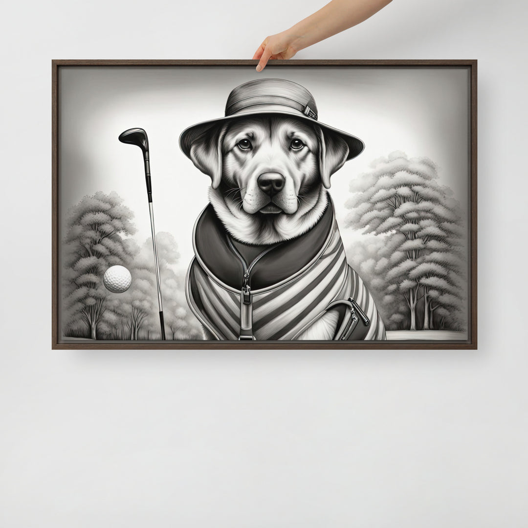 Framed canvas-Labrador Retriever Golfer V7