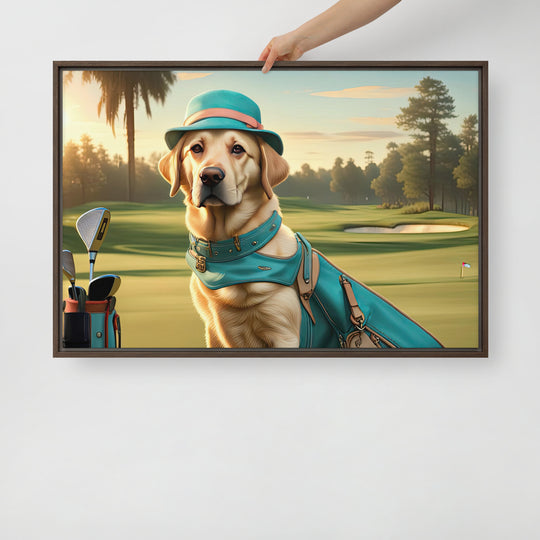 Framed canvas-Labrador Retriever Golfer V12