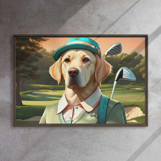 Framed canvas-Labrador Retriever Golfer V14