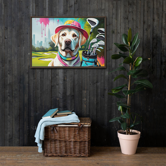 Framed canvas-Labrador Retriever Golfer V15