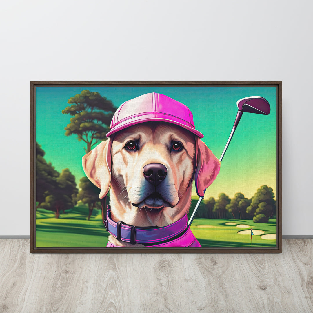 Framed canvas-Labrador Retriever Golfer V16