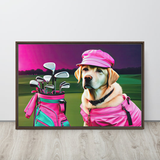 Framed canvas-Labrador Retriever Golfer V17