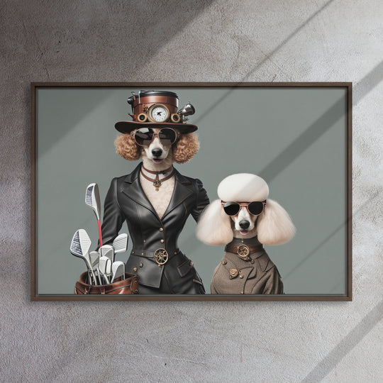 Poodle Golfer- Framed canvas v2