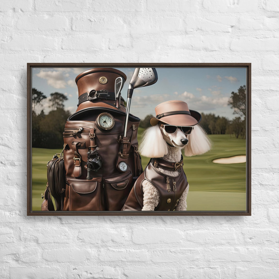 Poodle Golfer- Framed canvas v3