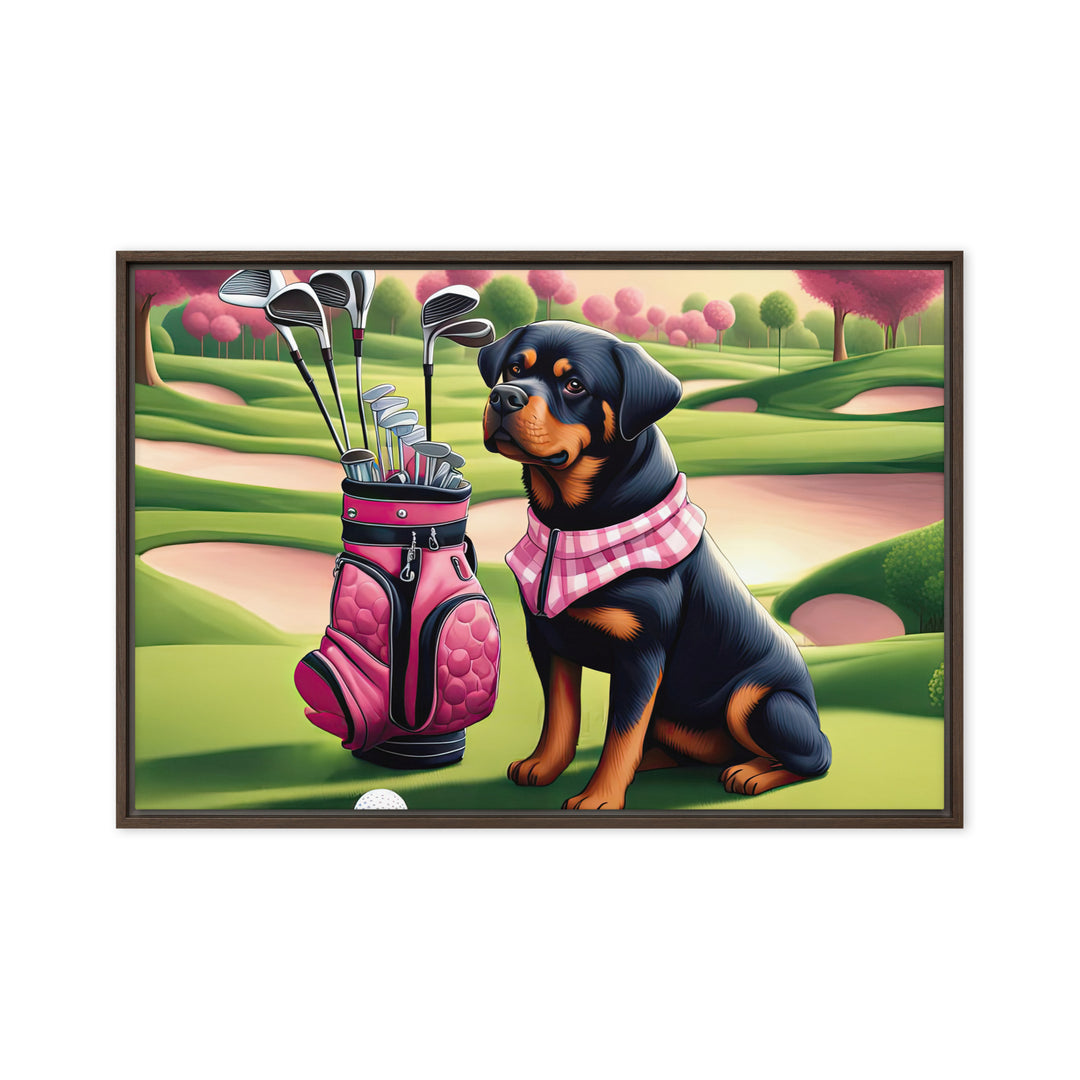 Rottweiler Golfer- Framed canvas