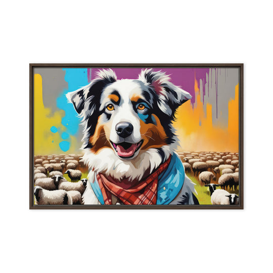 Australian Shepherd- Framed canvas v3