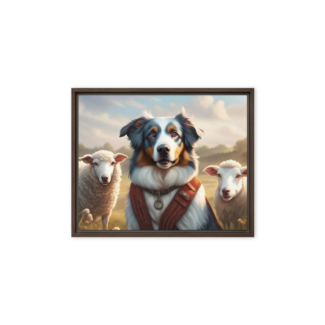 Australian Shepherd- Framed canvas v4