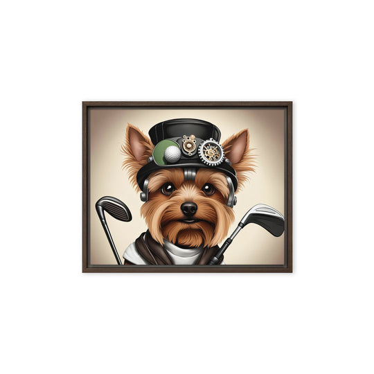 Yorkshire Terrier Golfer- Framed canvas v3