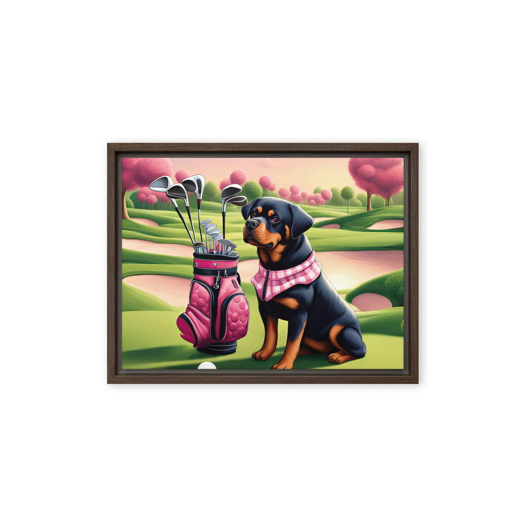 Rottweiler Golfer- Framed canvas
