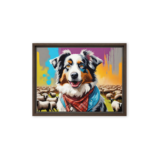 Australian Shepherd- Framed canvas v3