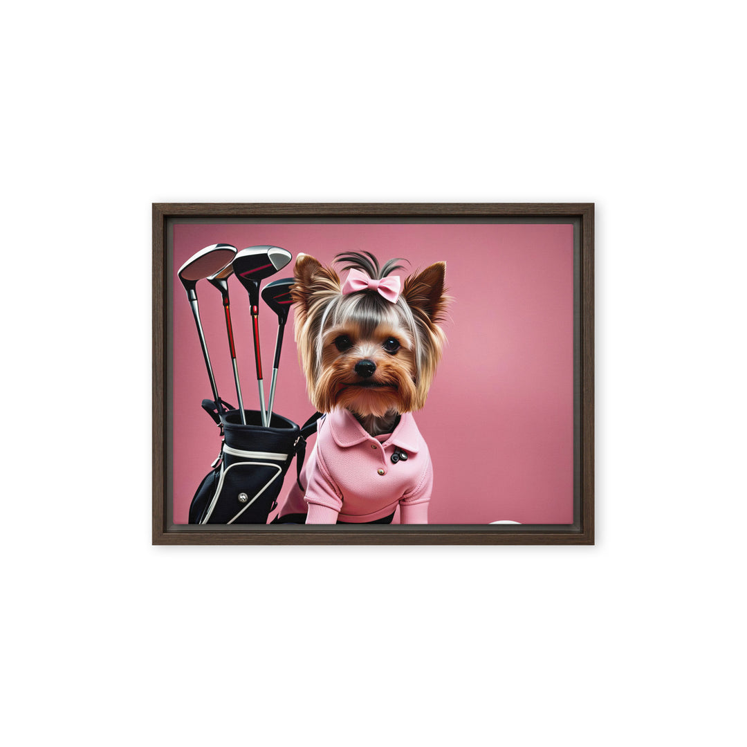 Yorkshire Terrier Golfer- Framed canvas