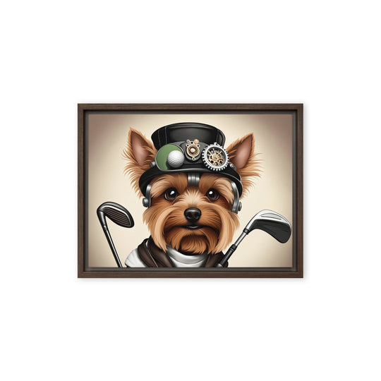 Yorkshire Terrier Golfer- Framed canvas v3