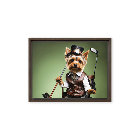 Yorkshire Terrier Golfer- Framed canvas v4