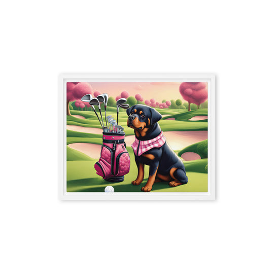 Rottweiler Golfer- Framed canvas