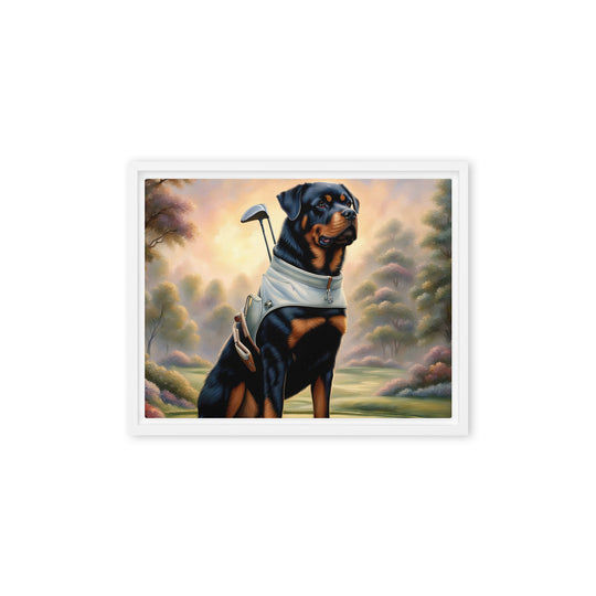 Rottweiler Golfer- Framed canvas v2