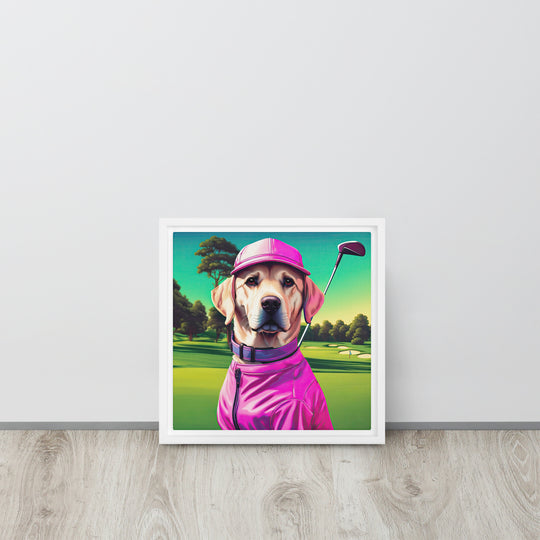 Framed canvas-Labrador Retriever Golfer V16