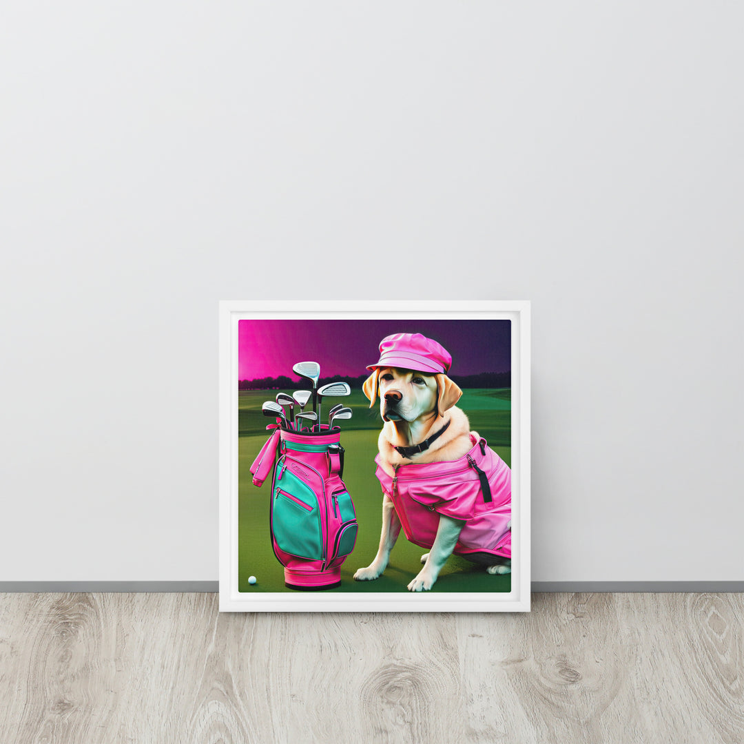 Framed canvas-Labrador Retriever Golfer V17