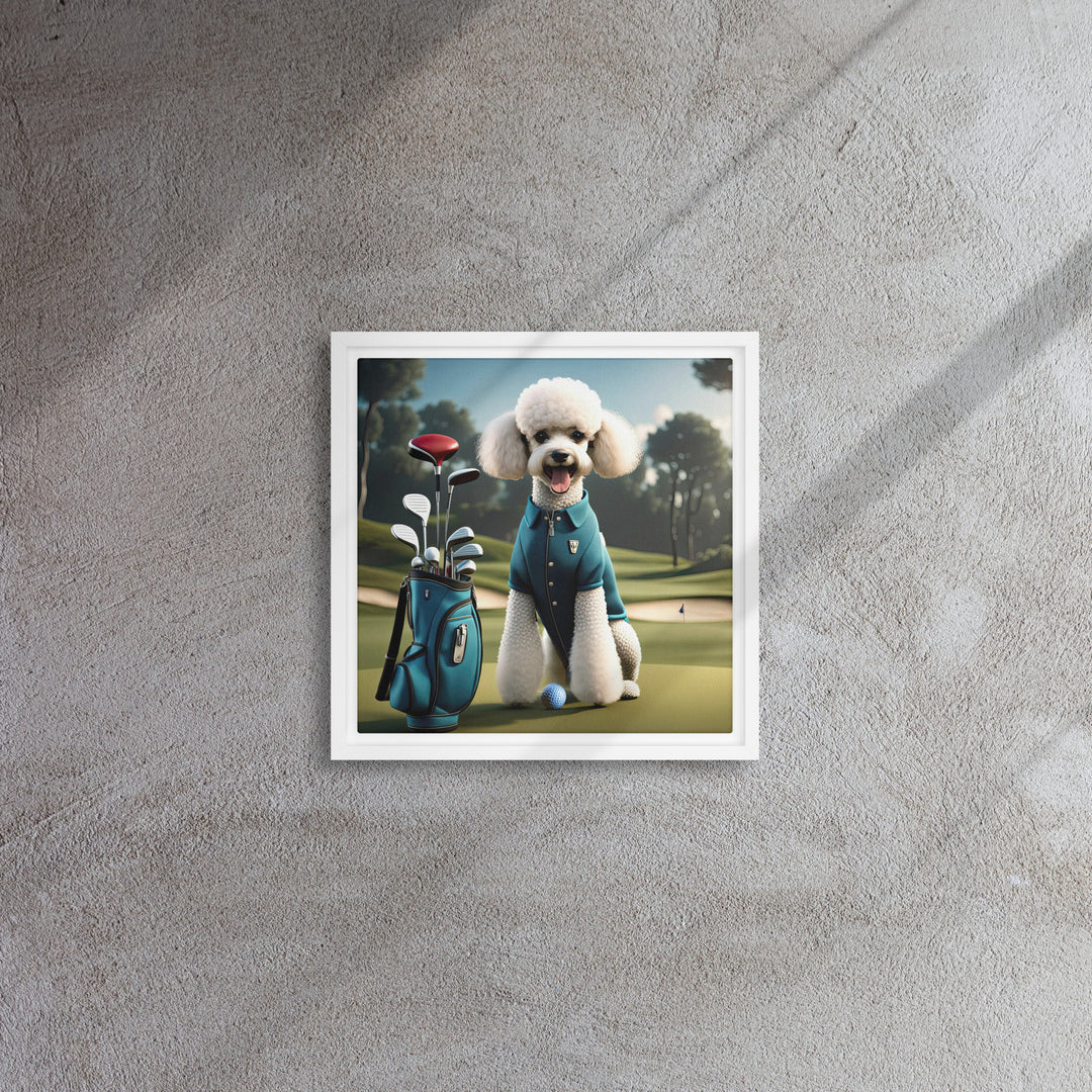 Poodle Golfer- Framed canvas