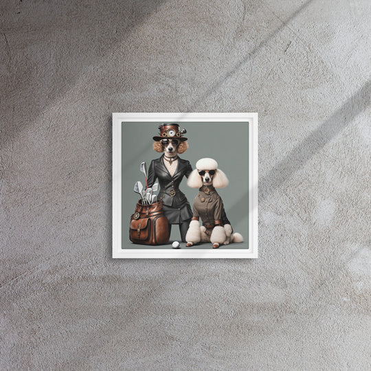 Poodle Golfer- Framed canvas v2