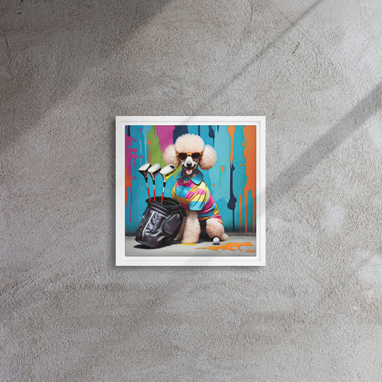 Poodle Golfer- Framed canvas v4