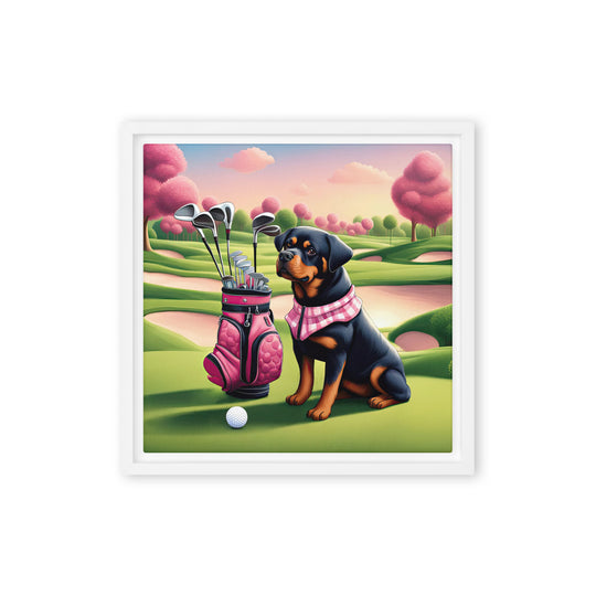 Rottweiler Golfer- Framed canvas