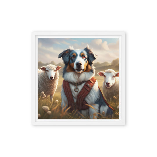 Australian Shepherd- Framed canvas v4