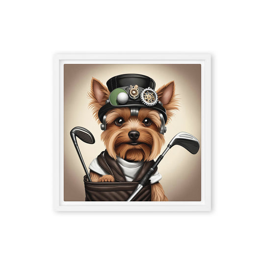 Yorkshire Terrier Golfer- Framed canvas v3