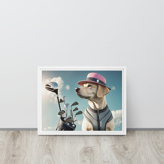 Framed canvas-Labrador Retriever Golfer V4