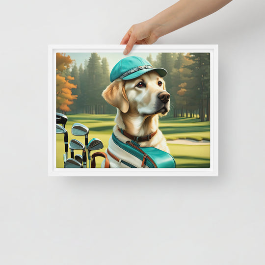 Framed canvas-Labrador Retriever Golfer V10