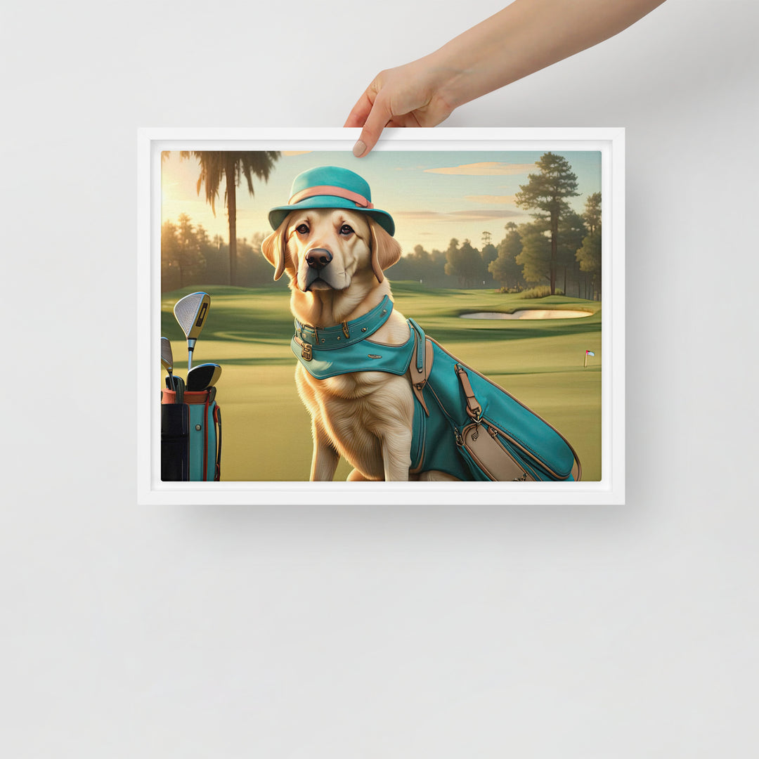 Framed canvas-Labrador Retriever Golfer V12