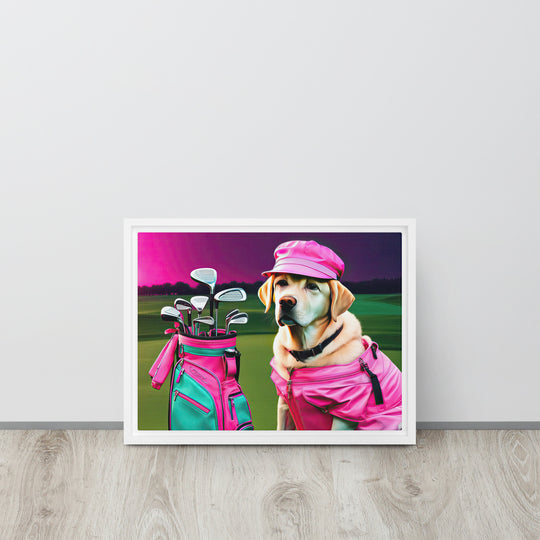 Framed canvas-Labrador Retriever Golfer V17