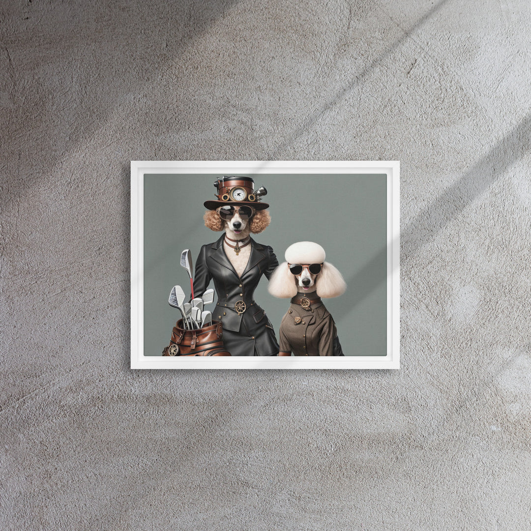 Poodle Golfer- Framed canvas v2